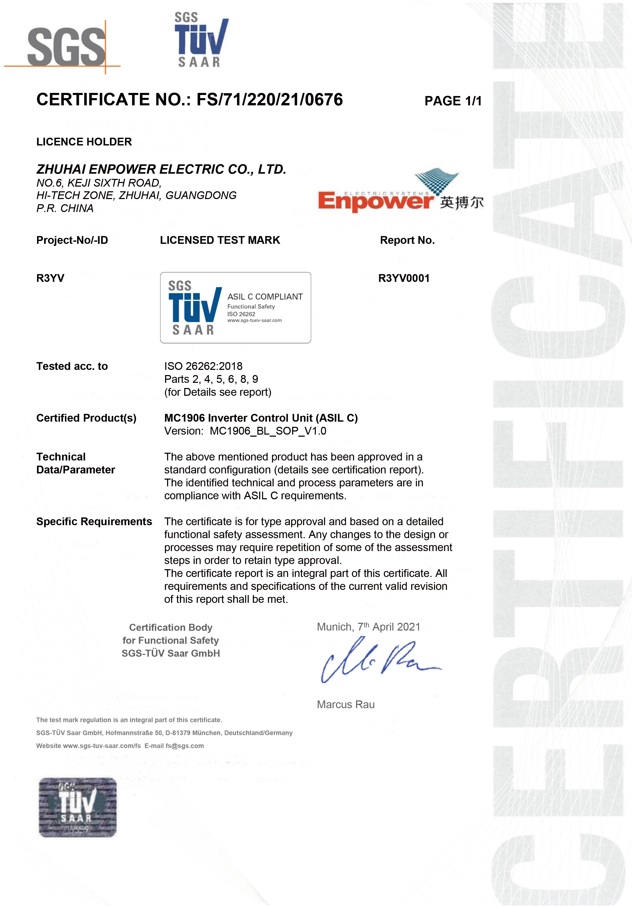 Motor Controller ISO 26262:2018 ASIL C